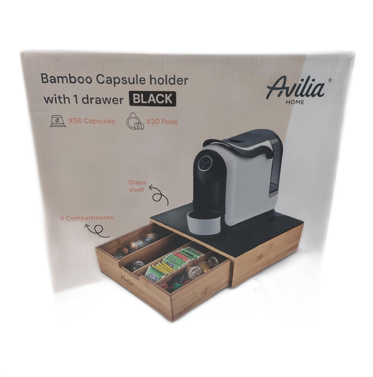 Avilia Kapselhalter Schublade Küchenzubehör Bamboo Pod Ablage KRATZER Design
