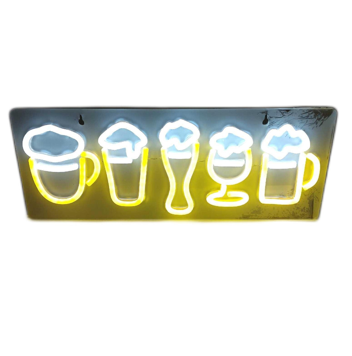 FITNATE Bier Neon Schild Bar Leuchtschild Acryl Barschild Leuchtreklame Wand durchsichtig