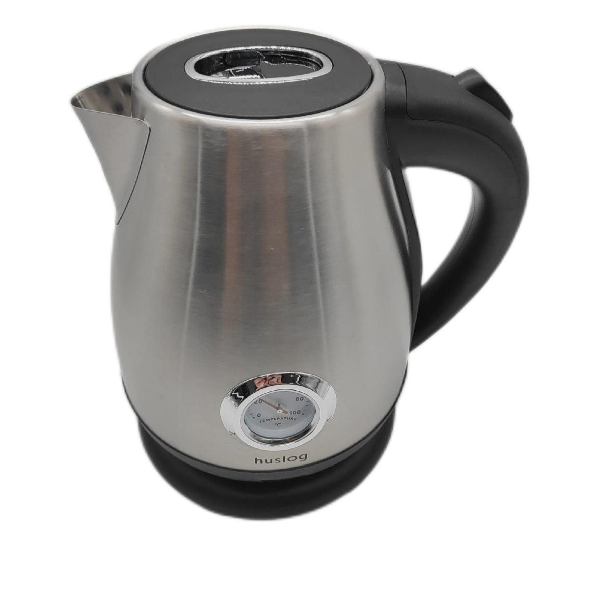 huslog Retro Edelstahl Wasserkocher 17 Liter 2200 Watt Temperaturanzeige Schnellkochfunktion kabellos automatische Abschaltung 360 Grad Basis Silber