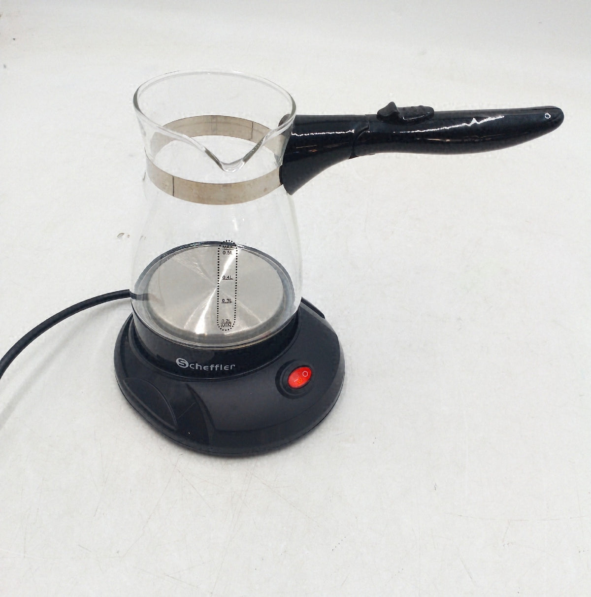 Scheffler Glas Elektrische Turkische Kaffeemaschine 500ml mit faltbarem Griff