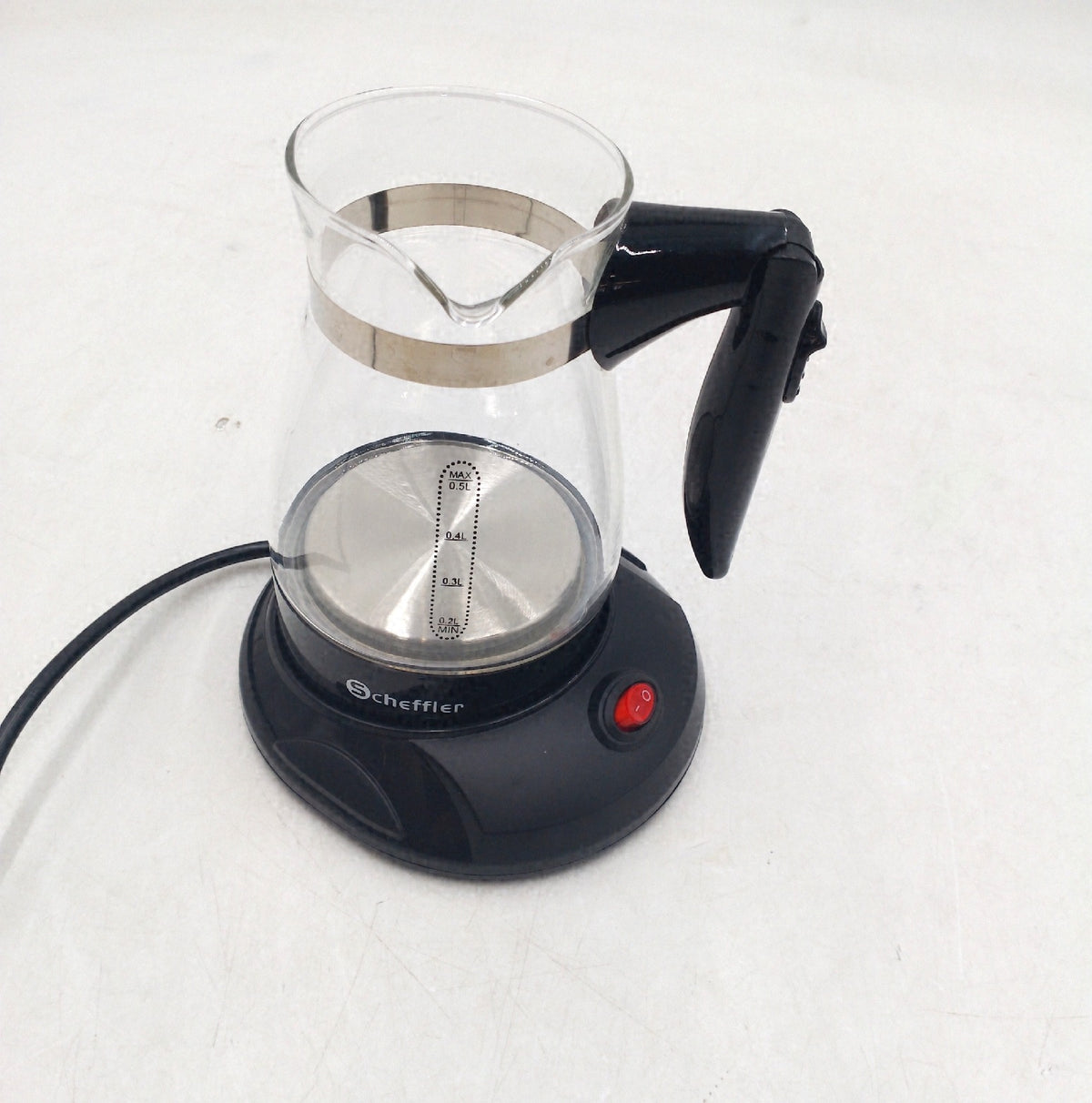 Scheffler Glas Elektrische Turkische Kaffeemaschine 500ml mit faltbarem Griff