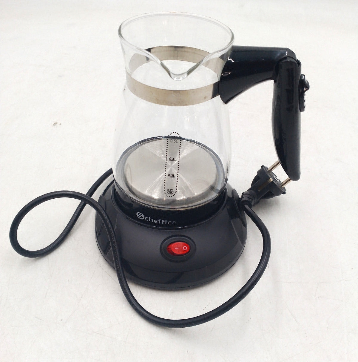 Scheffler Glas Elektrische Turkische Kaffeemaschine 500ml mit faltbarem Griff