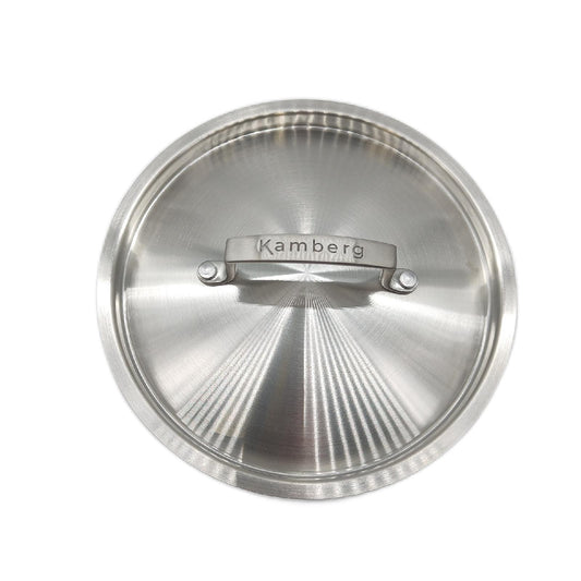 KAMBERG Deckel Ø 20 cm aus gebürstetem Edelstahl 1810, PFAS-frei, geeignet für alle Herdarten