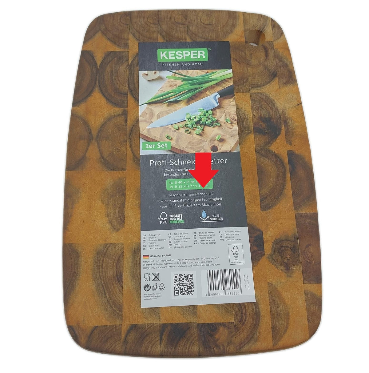 KESPER Schneidebrett 32 x 22 x 2 cm Holzbrett 1
