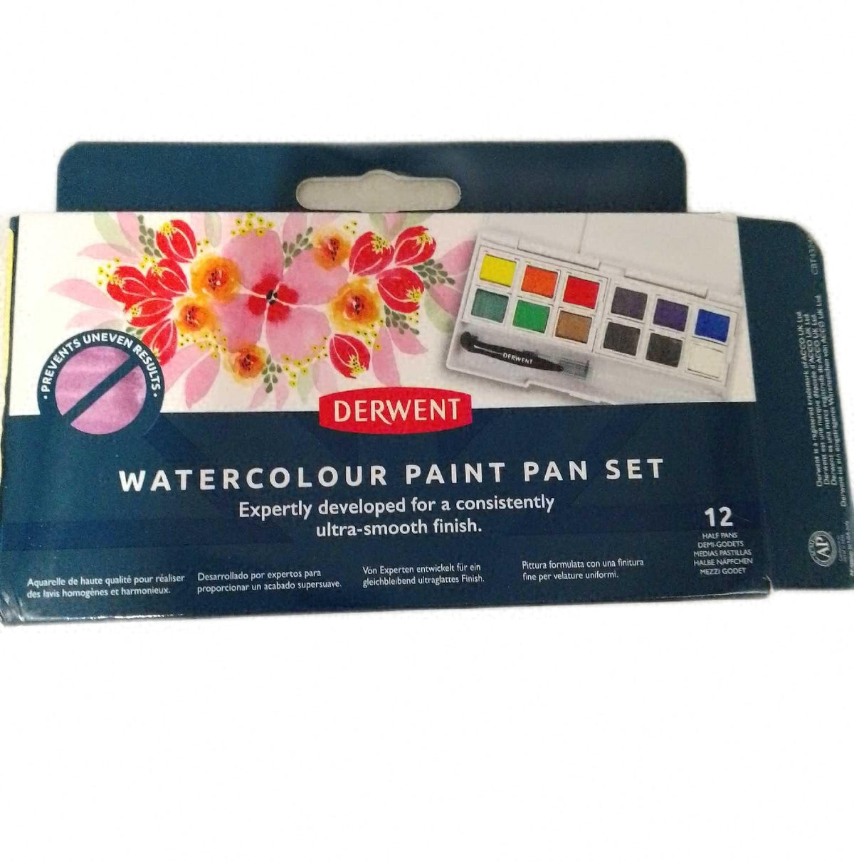 Derwent Aquarellfarben 12teiliger Malkasten Watercolour Paint Set zum Malen und Künstlerbedarf