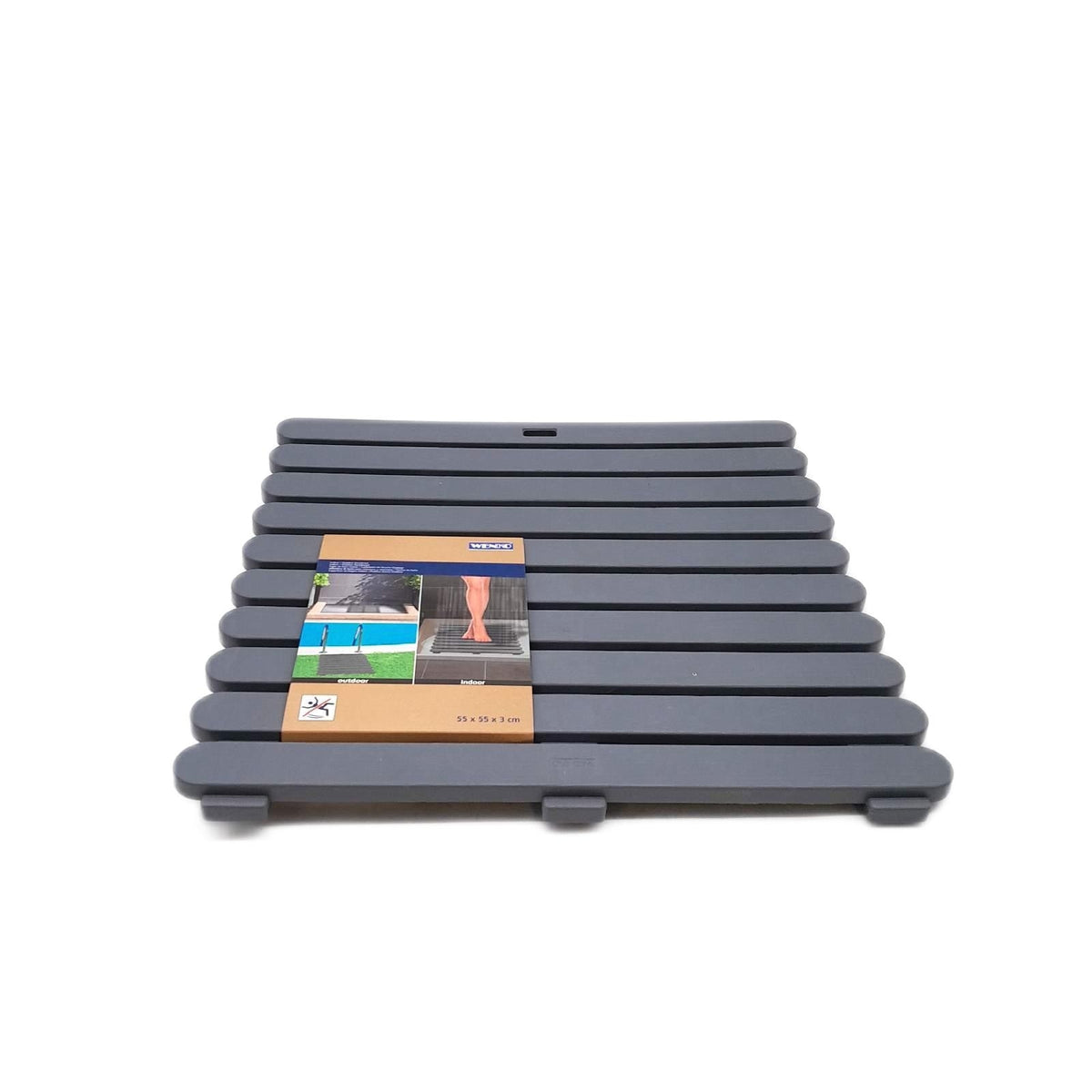 Wenko Duschmatte Badematte Indoor Outdoor Grau 55 x 55 cm r