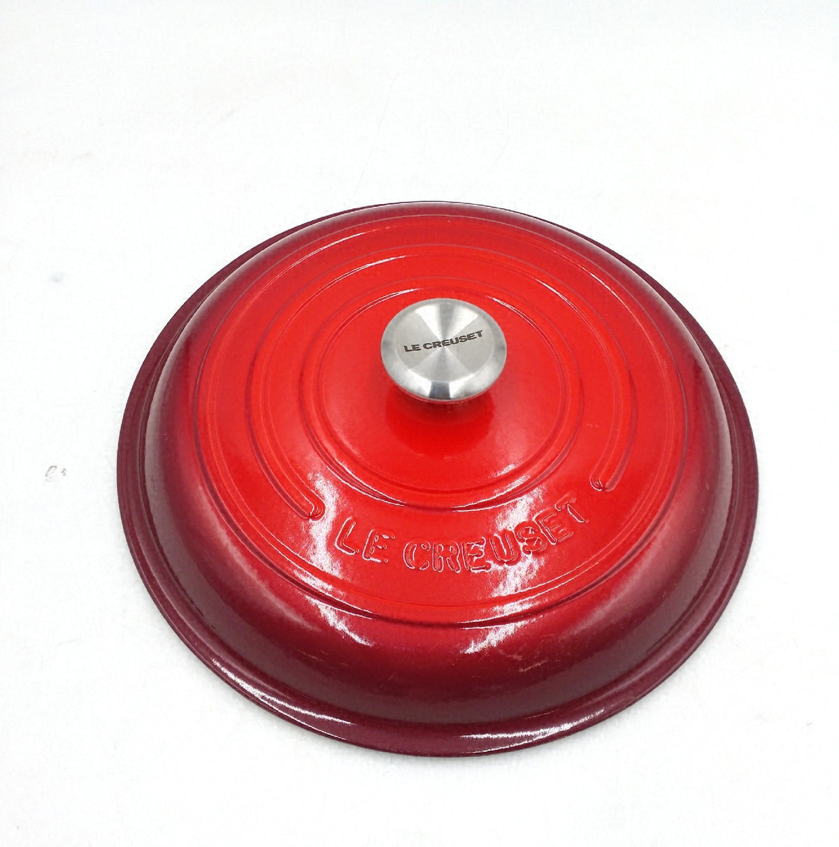 Le Creuset Signature Deckel emailliertes Gusseisen rund mit Gebrauchsspuren