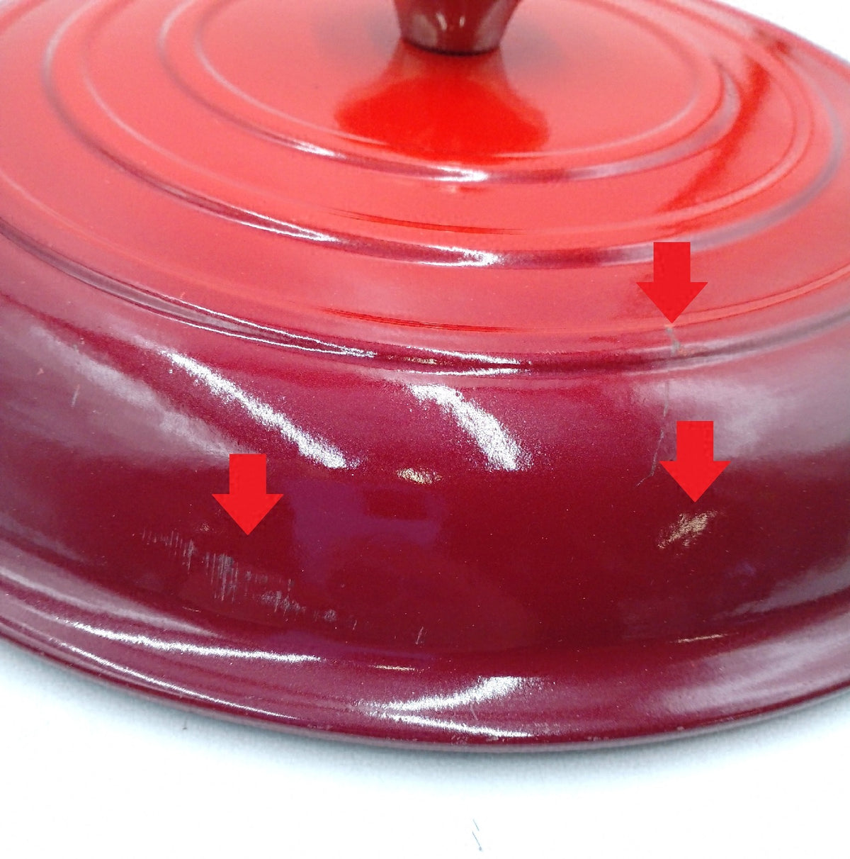 Le Creuset Signature Deckel emailliertes Gusseisen rund mit Gebrauchsspuren