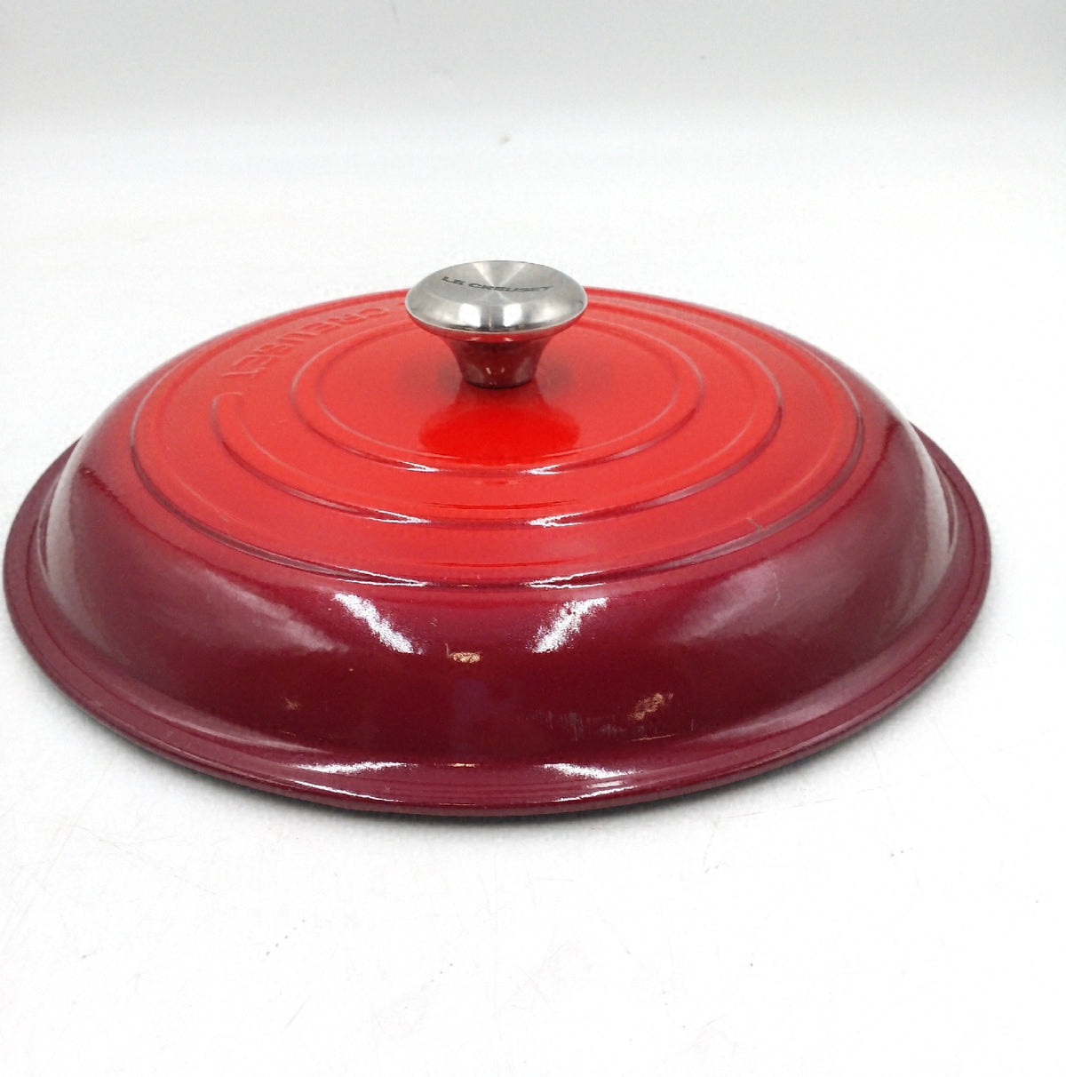 Le Creuset Signature Deckel emailliertes Gusseisen rund mit Gebrauchsspuren