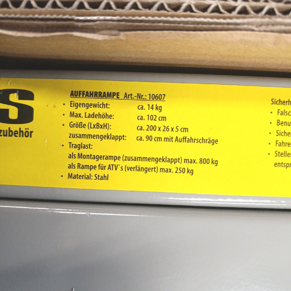 LAS Auffahrrampe Motorrad Transport 10607 klappbar Stahl robust sicher 200 x