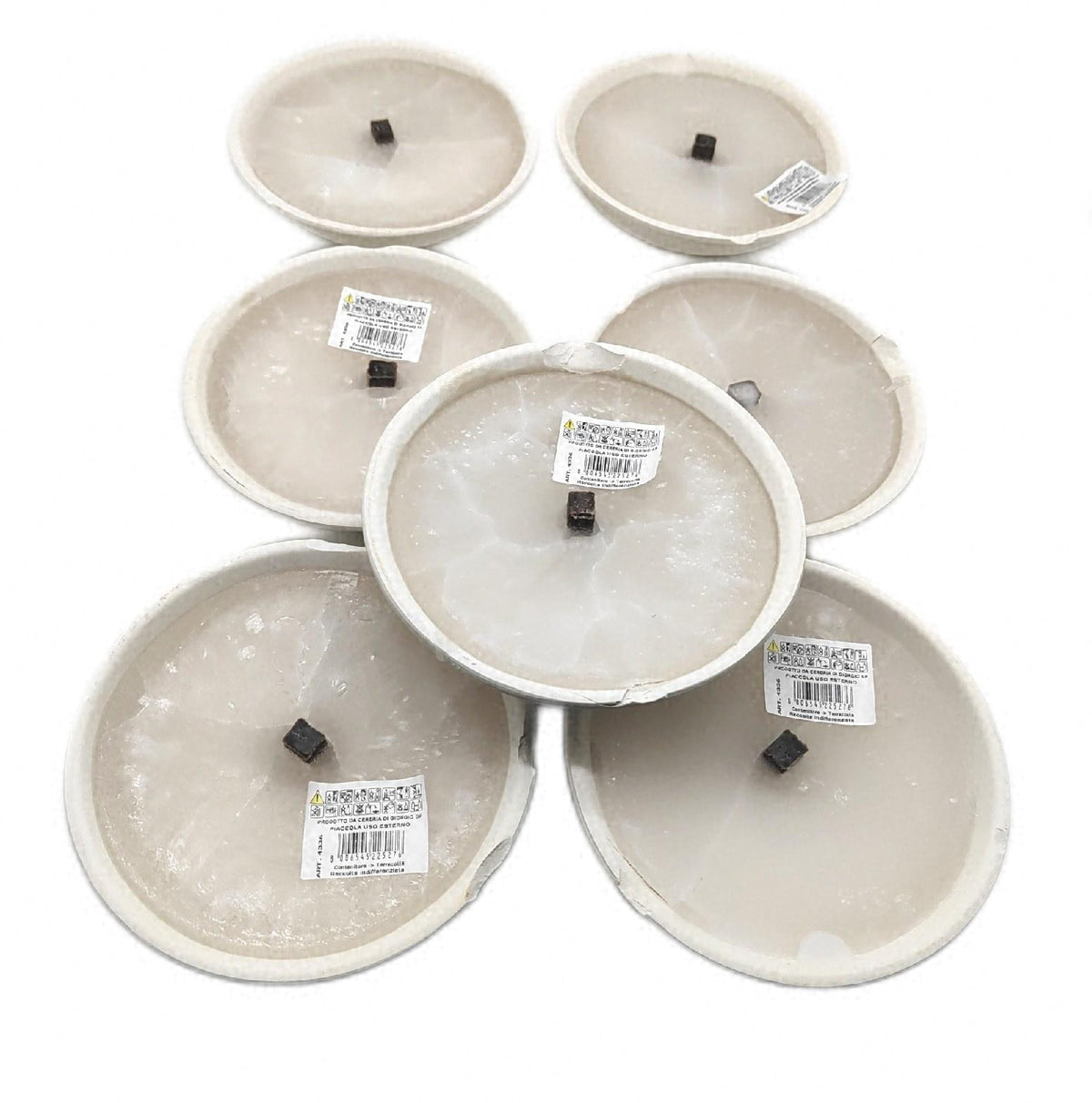 Set 12 weiße Terrakotta Fackeln 17 cm Brenndauer 75 Stunden Porzellan beschädigt