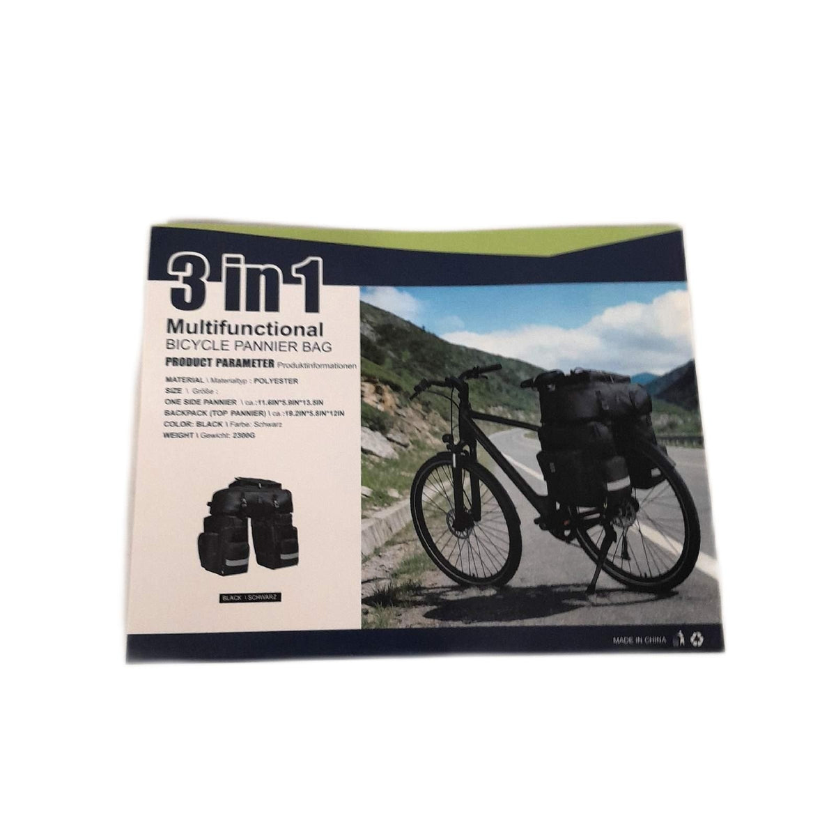ansigtny Fahrradtasche Fahrrad Zubehör 3 in 1 Multifunktional Wasserdicht