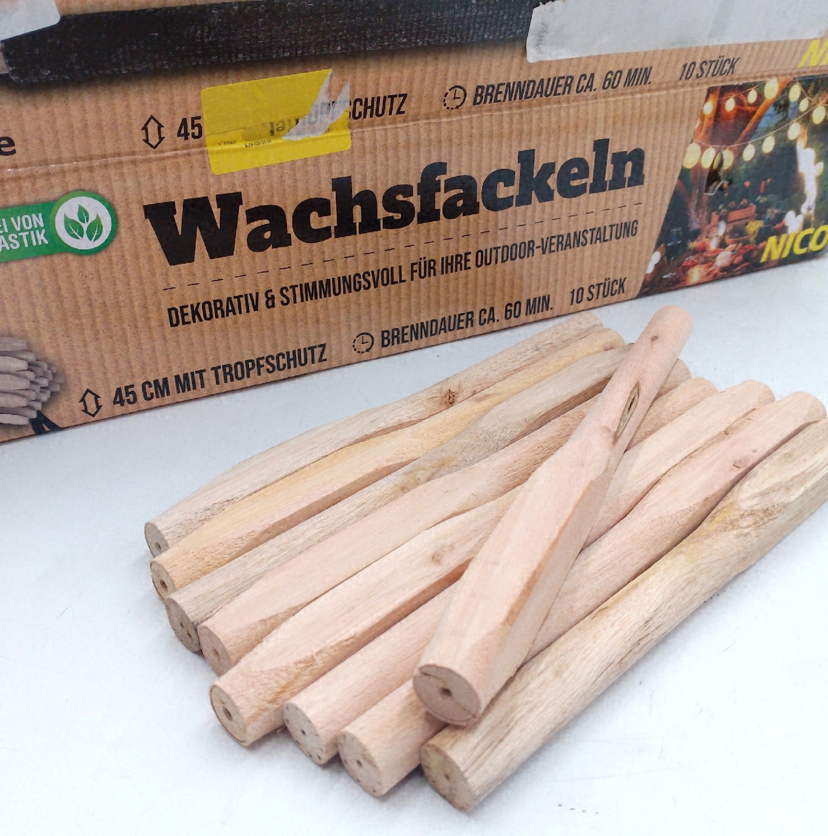 Nico Feuerwerk 10 Stück Wachsfackeln Brenndauer 60 Min hochwertige Fackeln