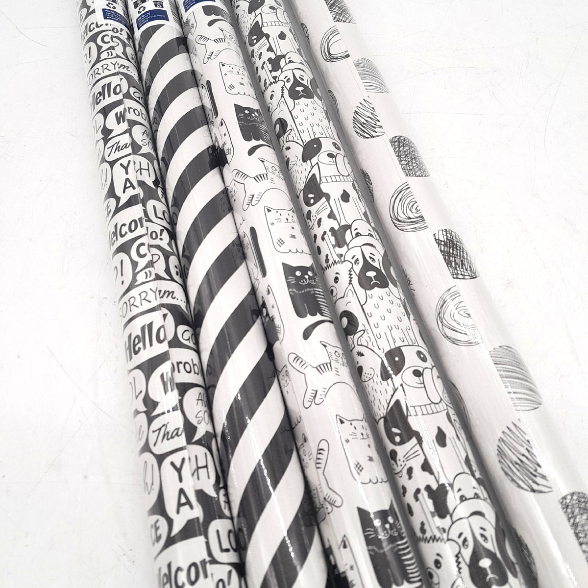 Paw Geschenkpapier 200x70cm 5 Rollen Mix aus 5 Motiven Elegante Papierrolle Arts