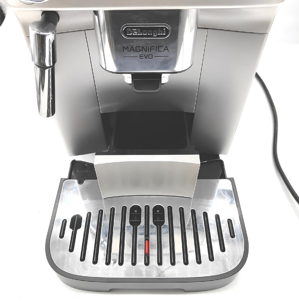 De Longhi Espressomaschine Kaffeezubereiter Küche Magnifica Evo Mahlwerk Silber elegant effizient
