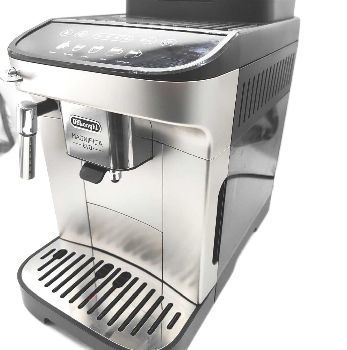 De Longhi Espressomaschine Kaffeezubereiter Küche Magnifica Evo Mahlwerk Silber elegant effizient