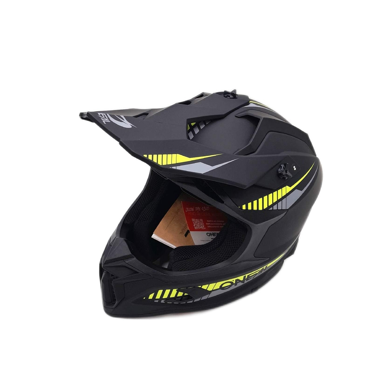 O NEAL Motocross Helm Motorsport SRS Solid Schwarz Gelb Leicht und Sicher