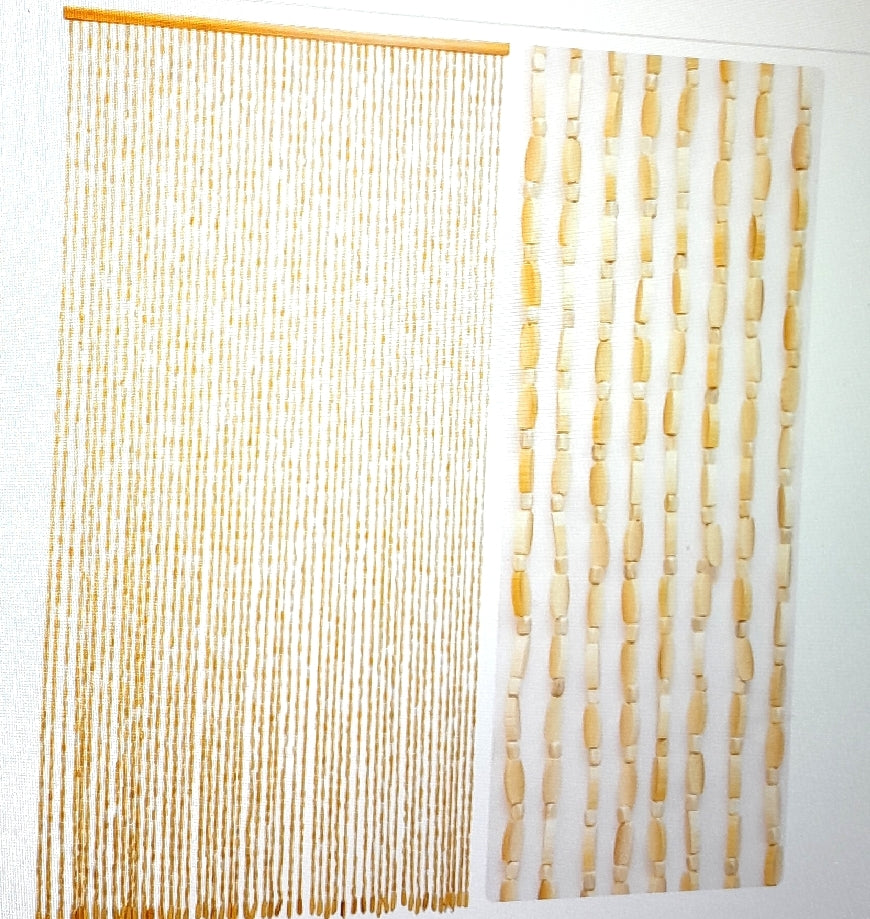 Ezcasch Perlenvorhang Dekoration 90 x 200 cm Beige Retro Bambus Sicht