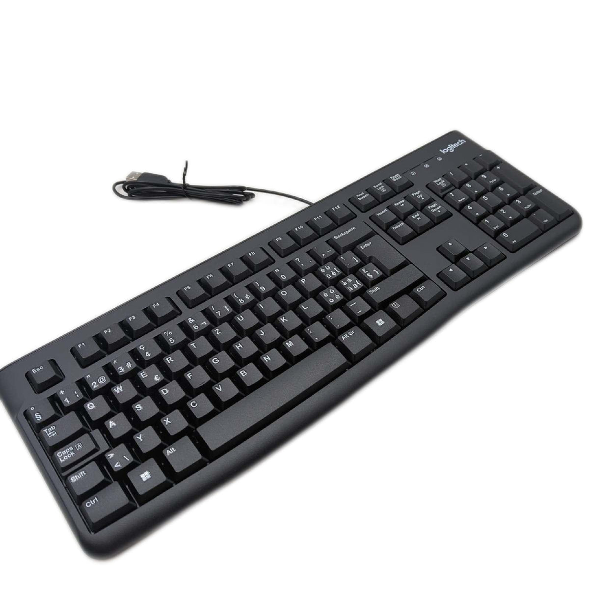 Logitech K120 kabelgebundene Business Tastatur USB Anschluss fuer Windows Linux PC