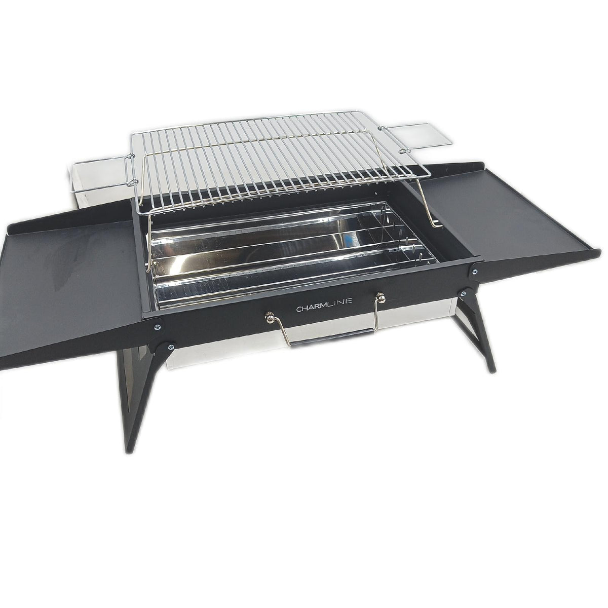 Tragbarer Holzkohlegrill Klappbarer Campinggrill 47 x 34 cm für 3 bis 5 Personen