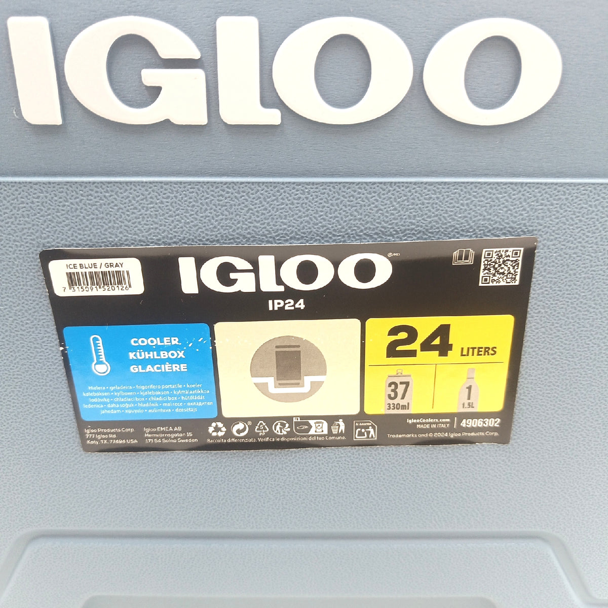 IGLOO Kühlbox Camping Kühlbox 24 Liter Ice Blue große passive Kühlleistung