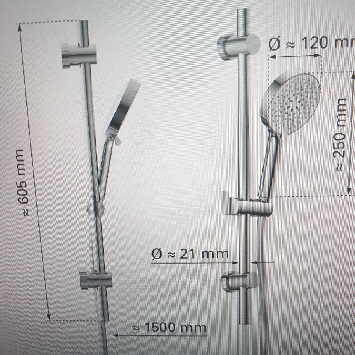 EISL Brausestangenset Duschzubehör Duschset 60cm Chrom Weiß