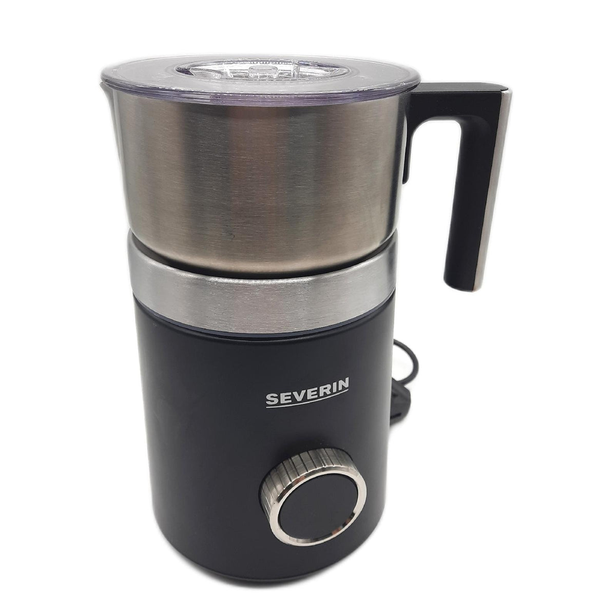 SEVERIN SPUMA 700 Plus Induktions-Milchaufschäumer, 13 Programme, OLED-Display, LED-Lichtring mit Statusanzeige, einfache Reinigung, Barista-Ausgusszotte, Edelstahl-gebürstet, schwarz, SM 3587