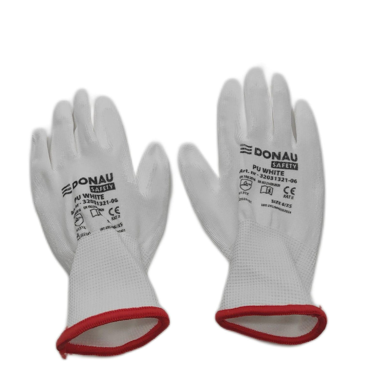 DONAU SAFETY Montagehandschuhe Größe 06 12 Paar Kat II weiß Polyester Polyurethan Arbeitshandschuhe