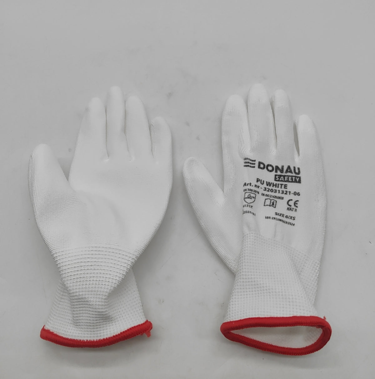 DONAU SAFETY Montagehandschuhe Größe 06 12 Paar Kat II weiß Polyester Polyurethan Arbeitshandschuhe