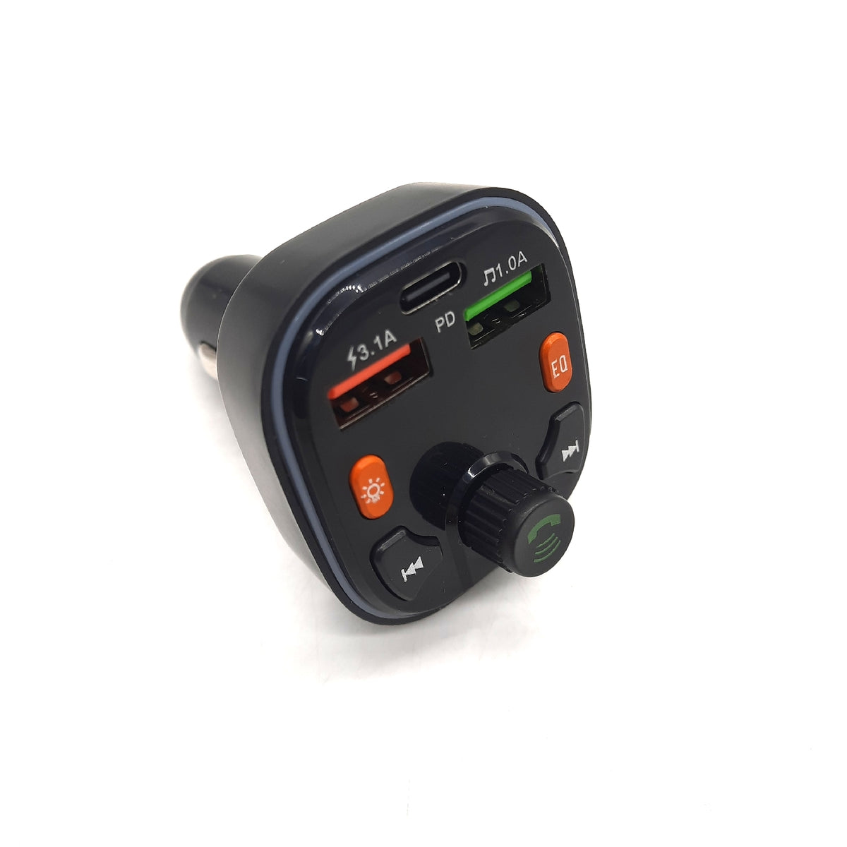 GlasFlength FM Transmitter Auto Bluetooth, Auto Radio Adapter Autoladegerät mit Freisprecheinrichtung PD 20W & Typ-C QC 3.0 Bass & Hi-Fi Stereo Schnellladung mit Blauem Umgebungslicht