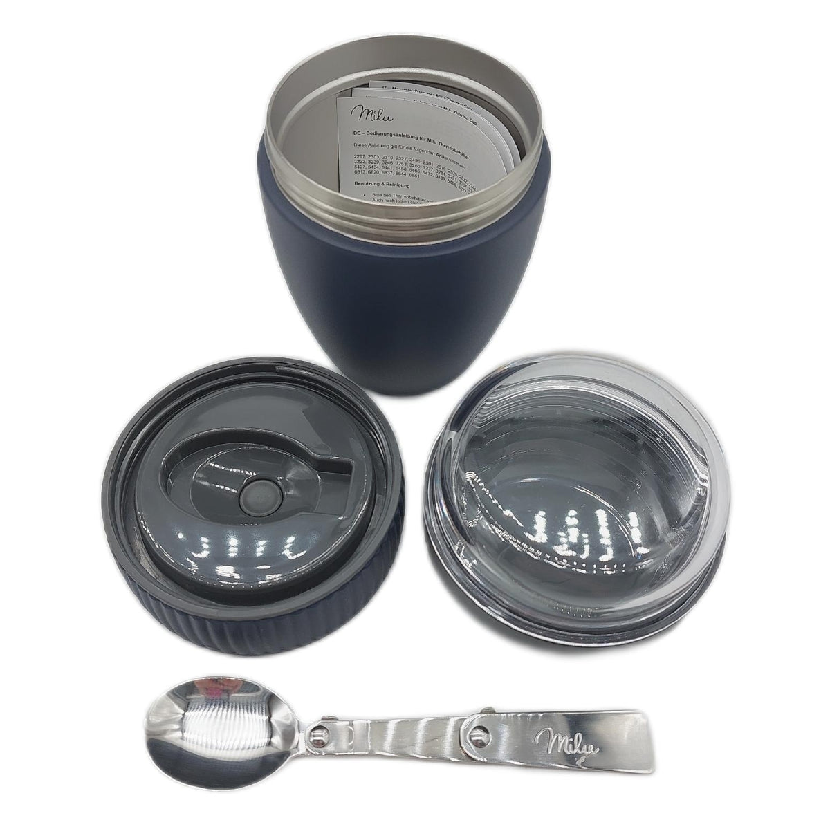 Milu Becher to go 400ml MusliMax isolierter Edelstahl auslaufsicher Joghurtbecher Navyblau