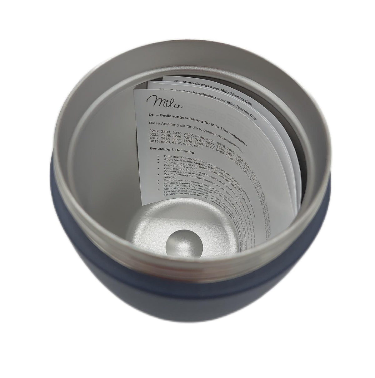 Milu Becher to go 400ml MusliMax isolierter Edelstahl auslaufsicher Joghurtbecher Navyblau