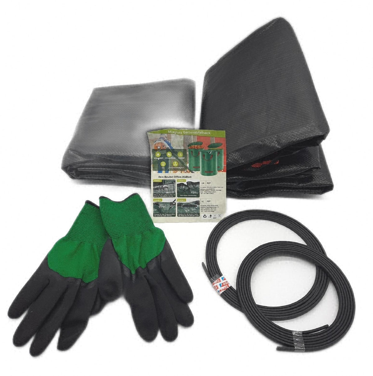 Miaglury Gartenabfallsack 2x500L mit Deckel Gartensack Groß Doppelter Boden robust stabil