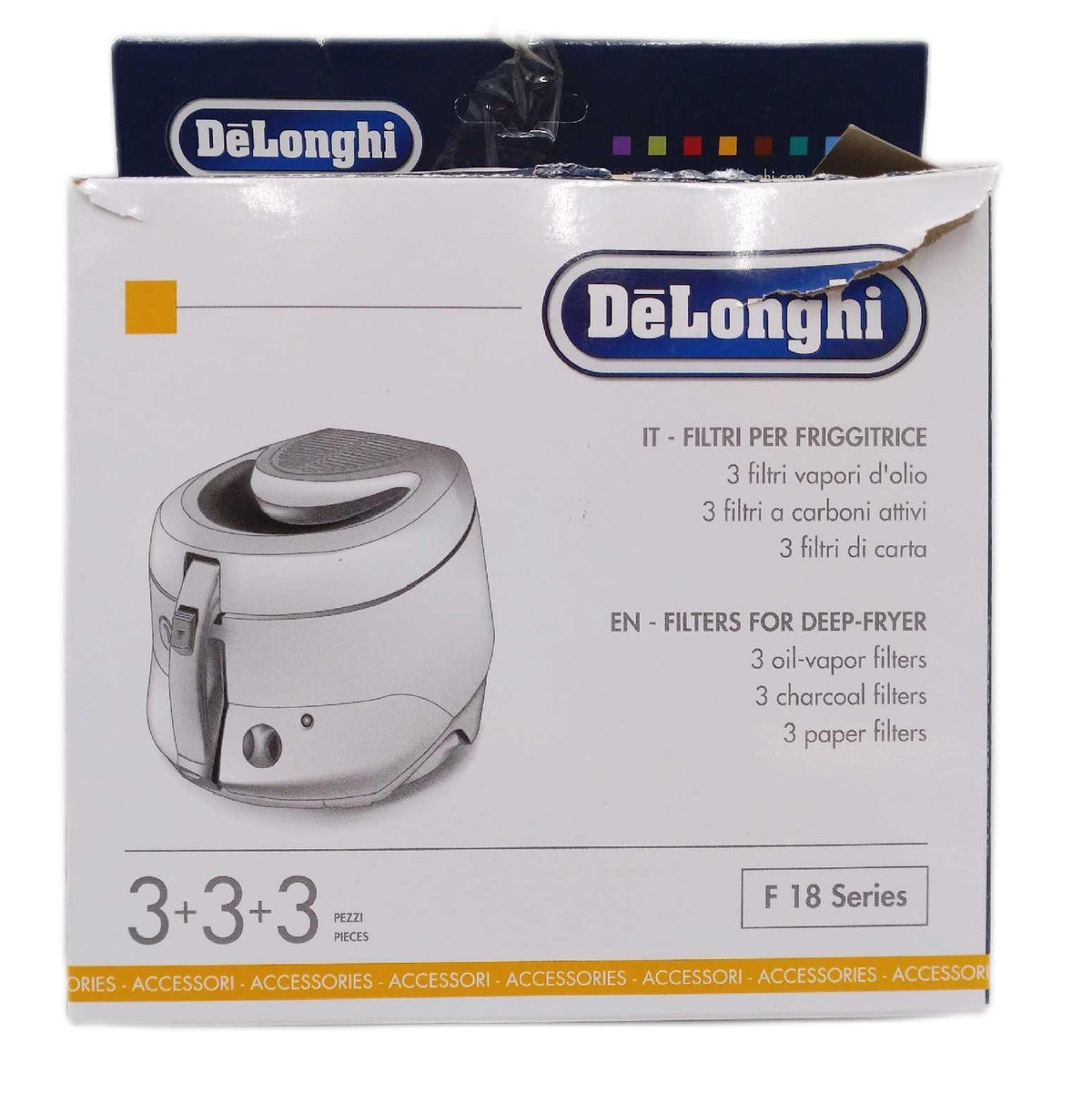 DeLonghi Filterset FIL F18 fuer Fritteusen Serie F8F1000 Modelle F18233 F18316 F18436 schwarz weiss