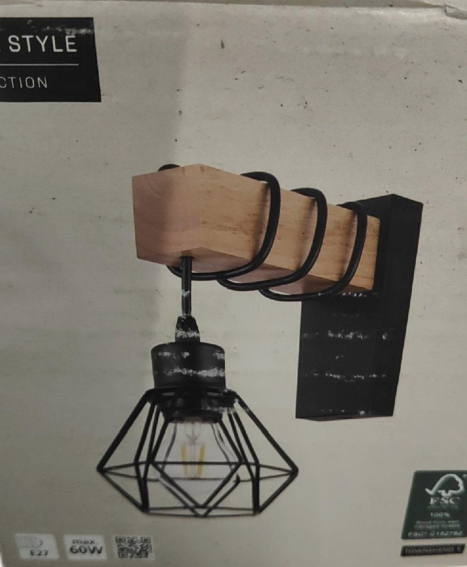 EGLO Townshend 5 Vintage Wandleuchte Wandlampe Industrial Holz Balken Deckenleuchte