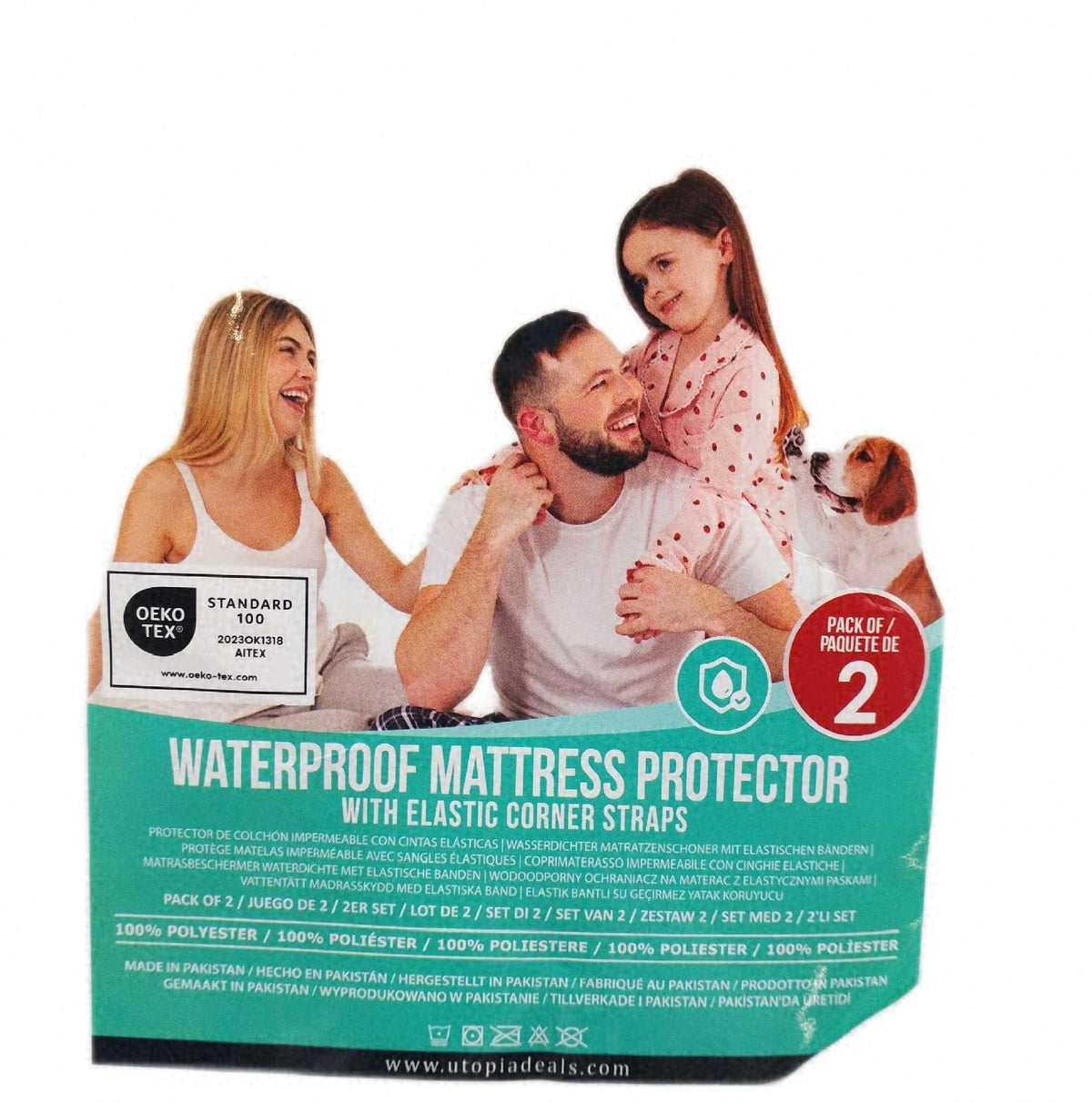 Utopia Matratzenschoner 90 x 200 cm 2er Pack Wasserdicht Elastisch Matratzenauflage