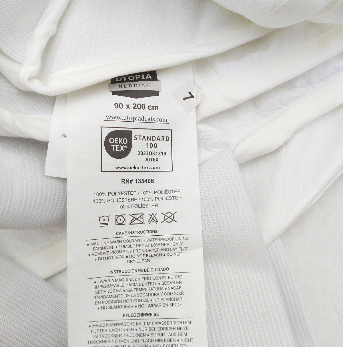 Utopia Matratzenschoner 90 x 200 cm 2er Pack Wasserdicht Elastisch Matratzenauflage