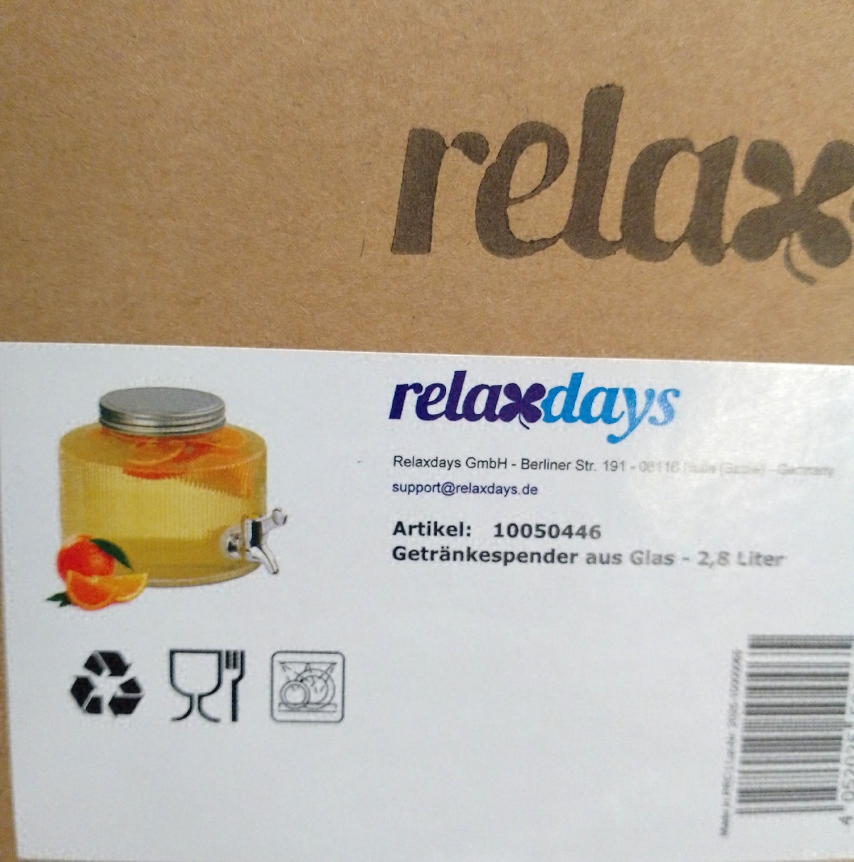 Relaxdays Getränkespender 2 8 Liter Limobehälter mit Zapfhahn Deckel dekorativer Getränkespender