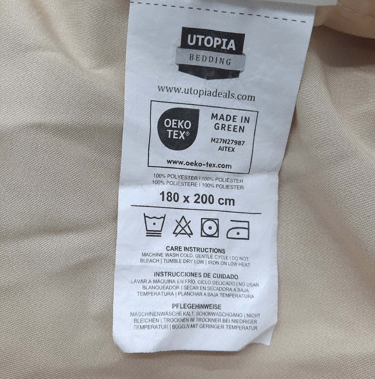 Utopia Bedding Spannbettlaken 180x200 cm Beige Gebürstete Polyester Mikrofaser