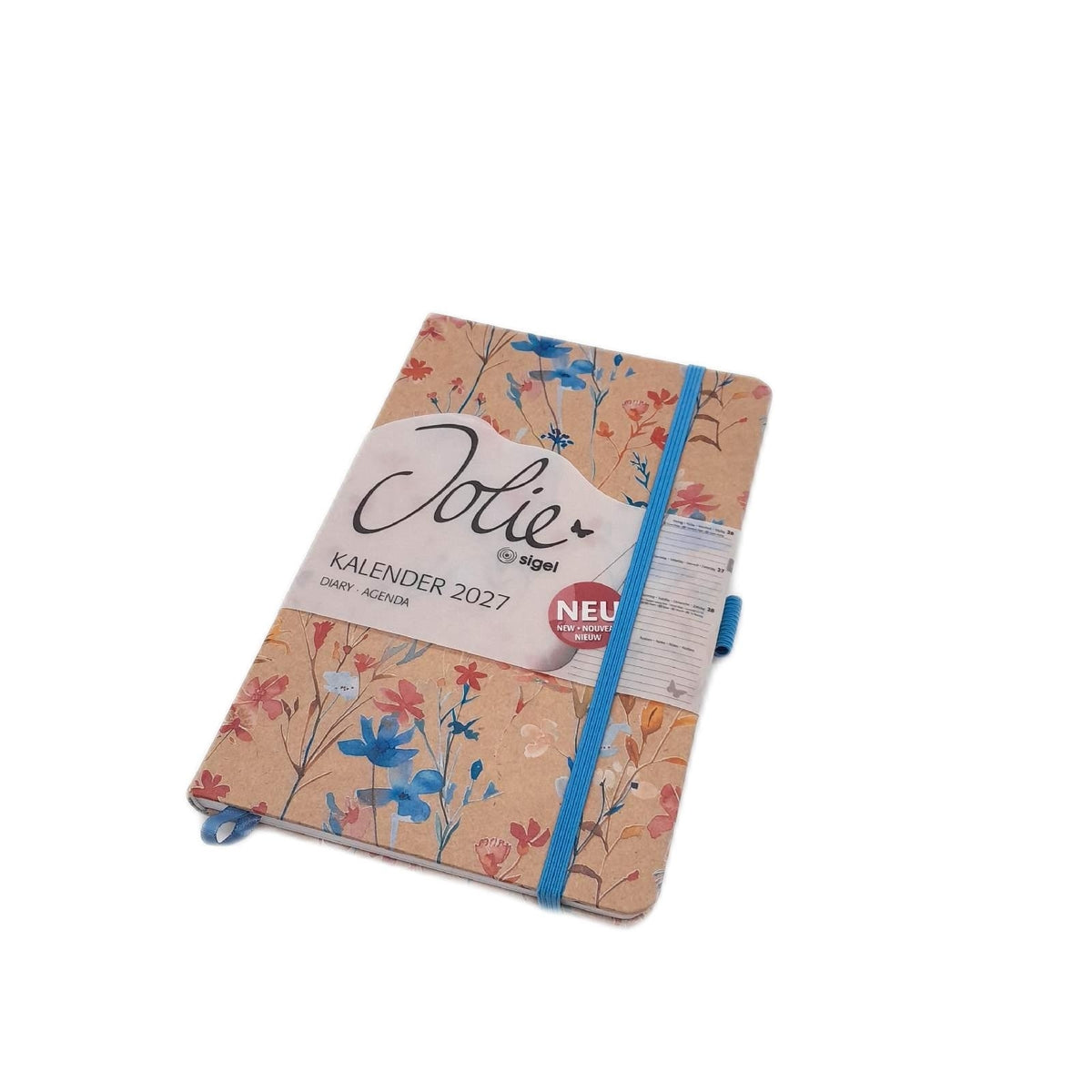 Jolie Wochenkalender 2027 A5 blau rot Hardcover Kraftpapier Office Kalender 2027