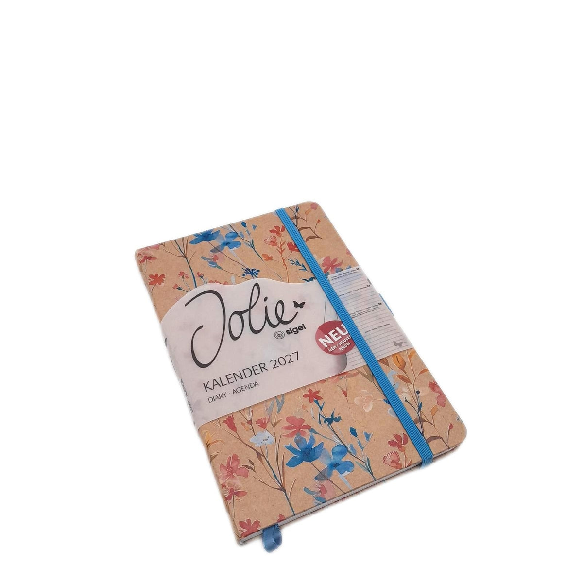 Jolie Wochenkalender 2027 A5 blau rot Hardcover Kraftpapier Office Kalender 2027