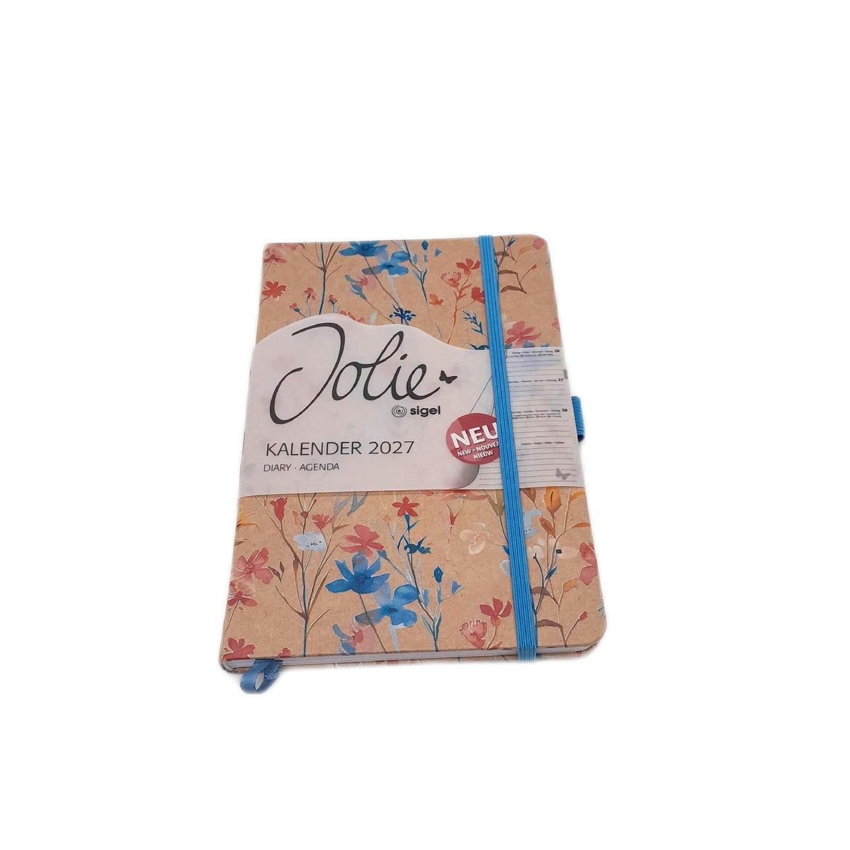 Jolie Wochenkalender 2027 A5 blau rot Hardcover Kraftpapier Office Kalender 2027