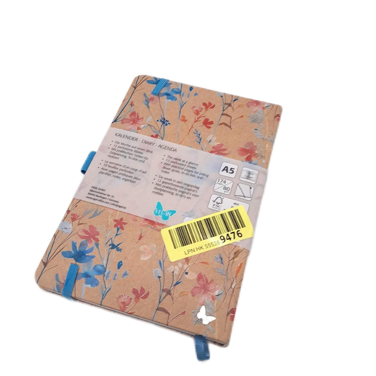 Jolie Wochenkalender 2027 A5 blau rot Hardcover Kraftpapier Office Kalender 2027