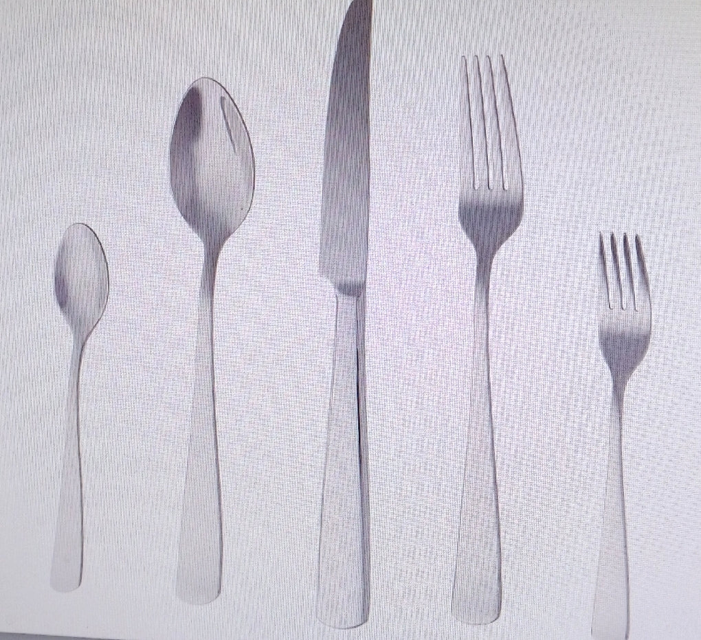 Amazon Basics Essbesteck Set Besteckset Edelstahl 20 Teile Eckiger Rand Silberfarben für