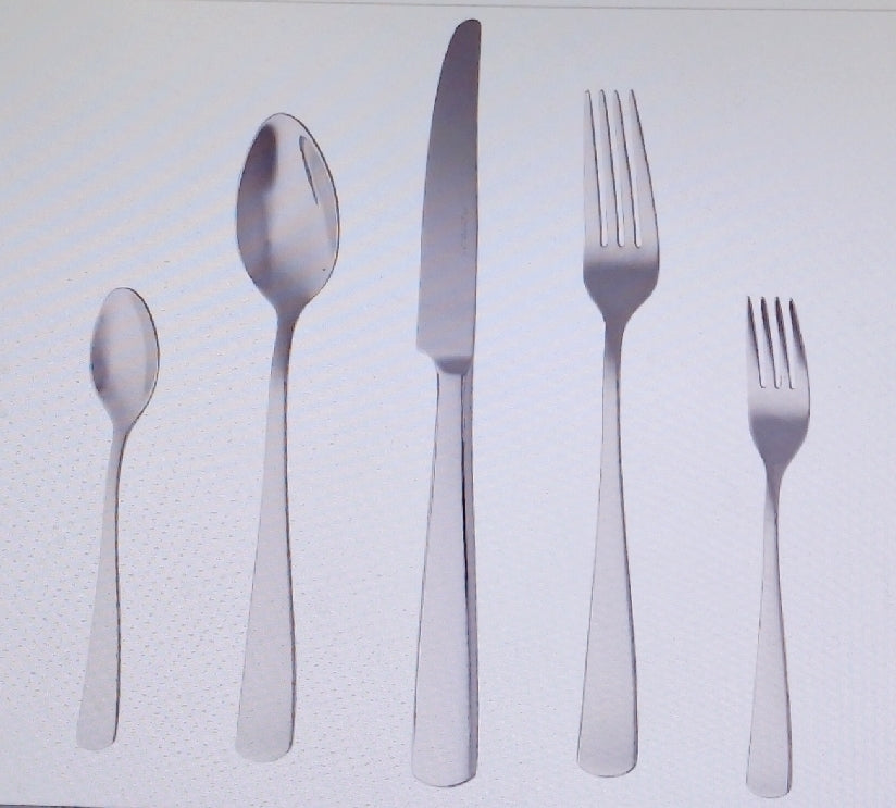 Amazon Basics Essbesteck Set Besteckset Edelstahl 20 Teile Eckiger Rand Silberfarben für