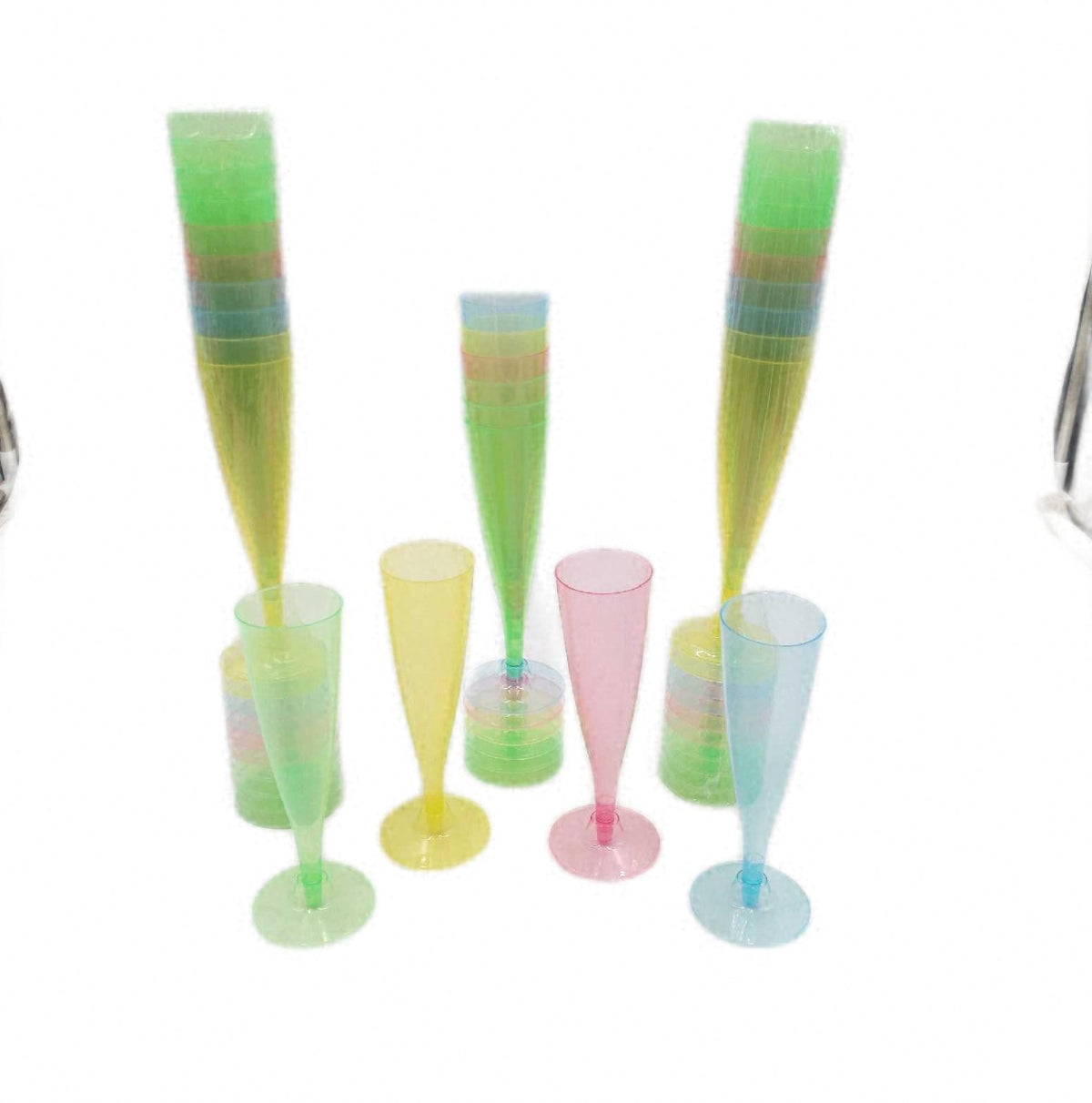 WELLGRO Bunte Sektgläser Kunststoff Mehrweg 30 Stück Champagner Gläser Partybecher