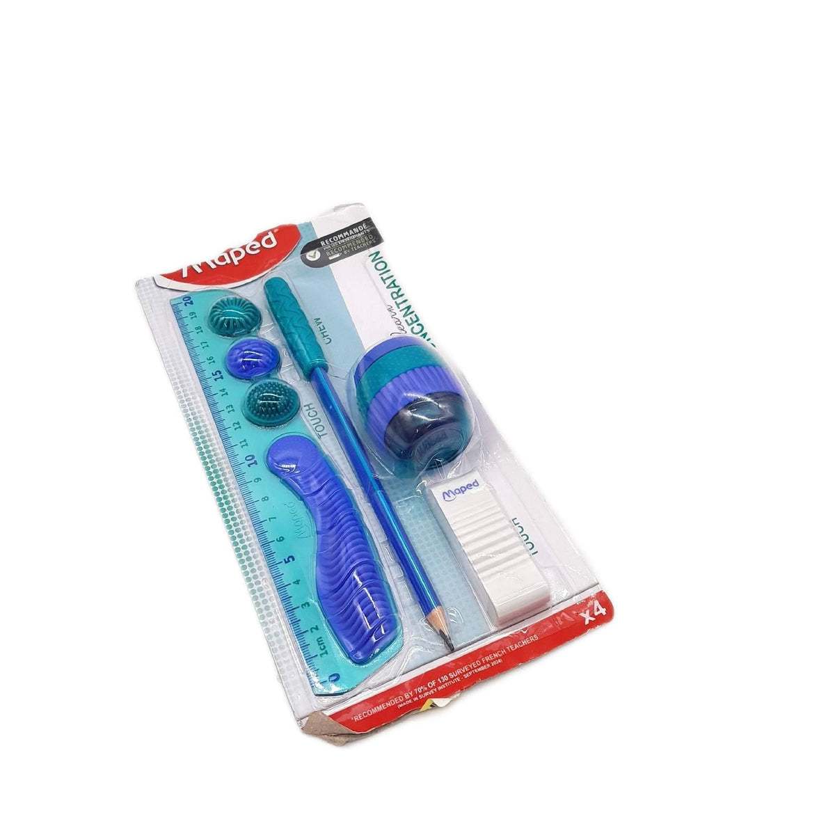 Maped Schulset Kidy Learn Concentration 4 Teile Lineal Anspitzer Radiergummi