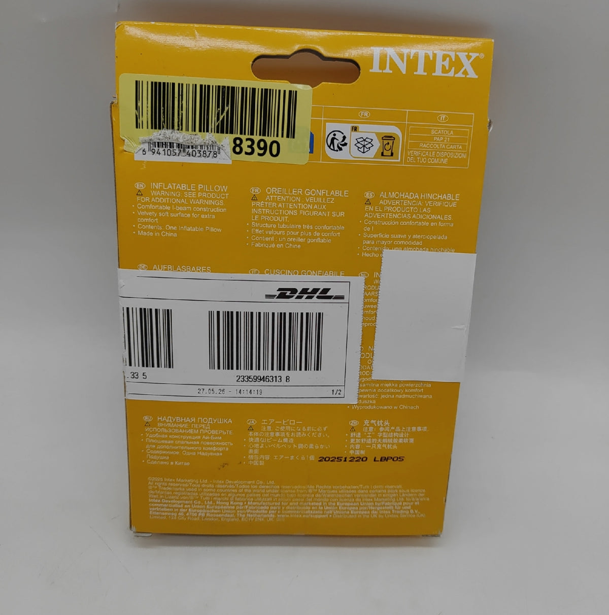 Intex Nackenkissen Reisekissen Reiseausstattung Aufblasbar Komfort für unterwegs