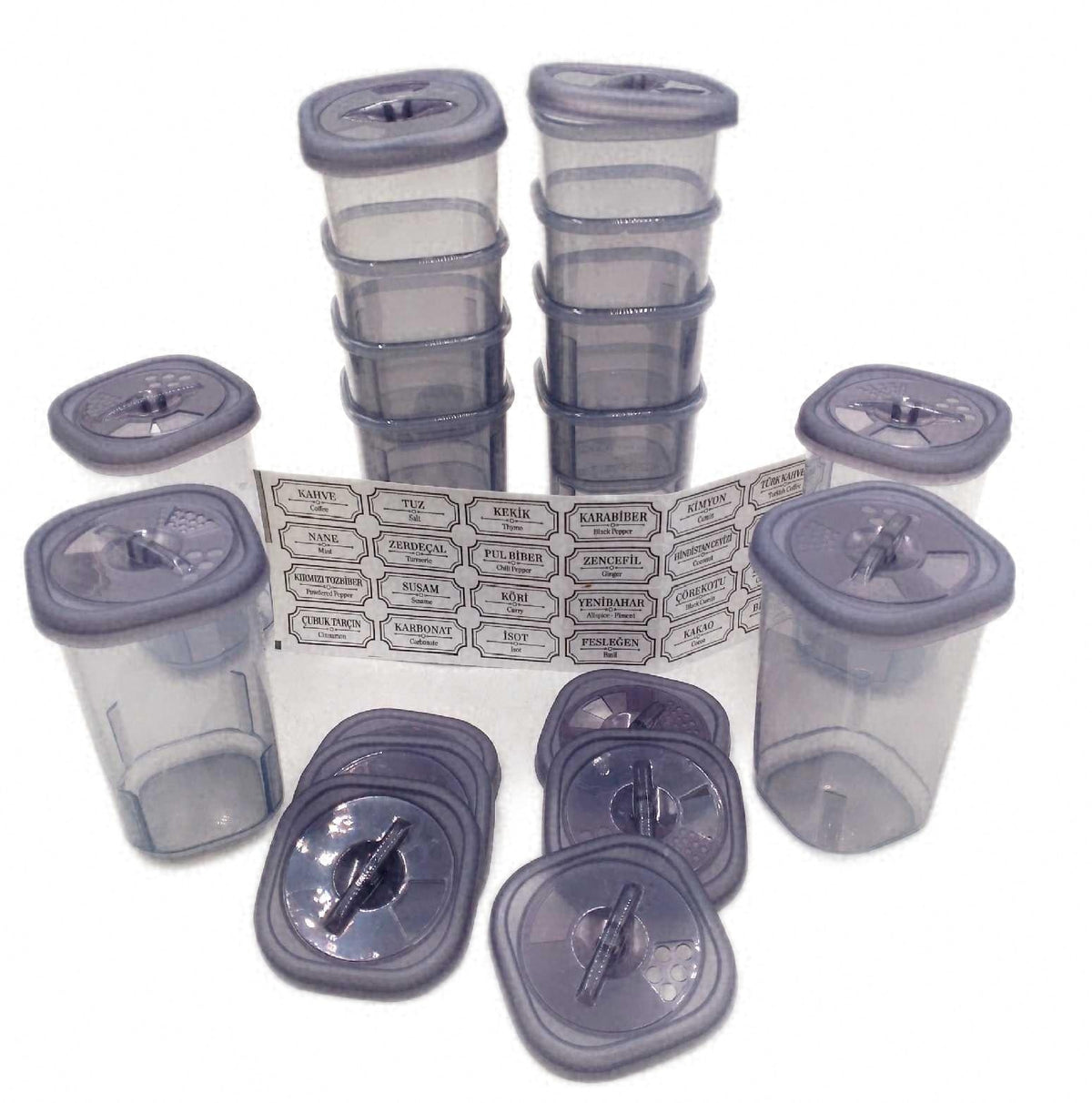 Gewürzbox aus Kunststoff 12er Set transparente Gewürzdose BPA frei Gewürzbehälter
