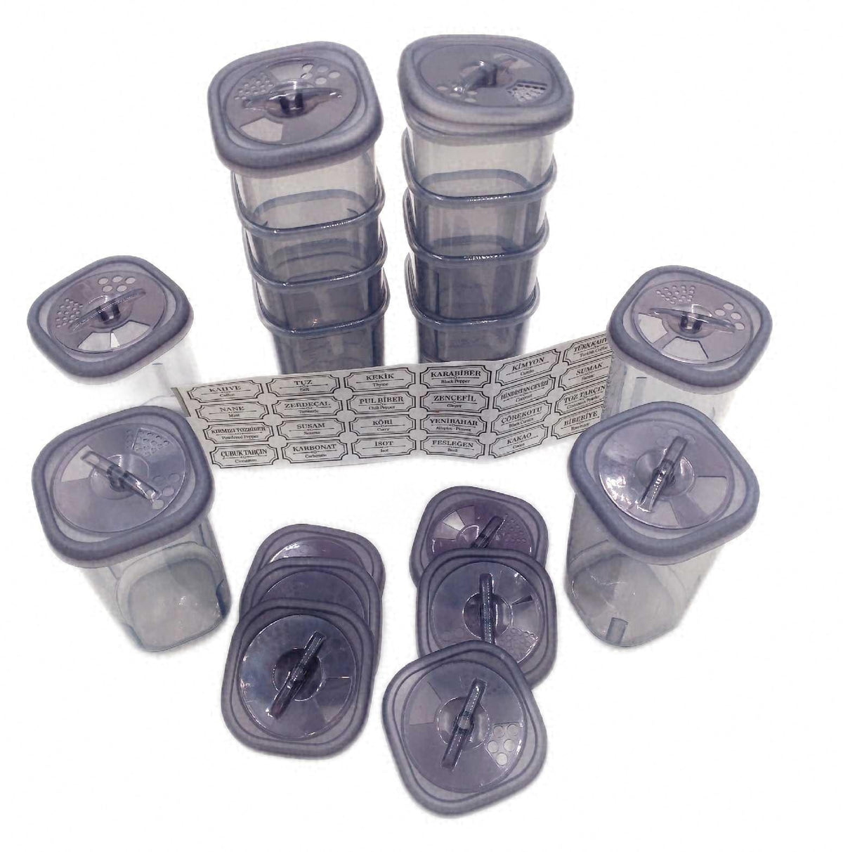 Gewürzbox aus Kunststoff 12er Set transparente Gewürzdose BPA frei Gewürzbehälter